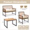 Outdoor Patio Dining Set Acacia Wood 4 Piece Table Loveseat 2 Armchairs Cushion Set